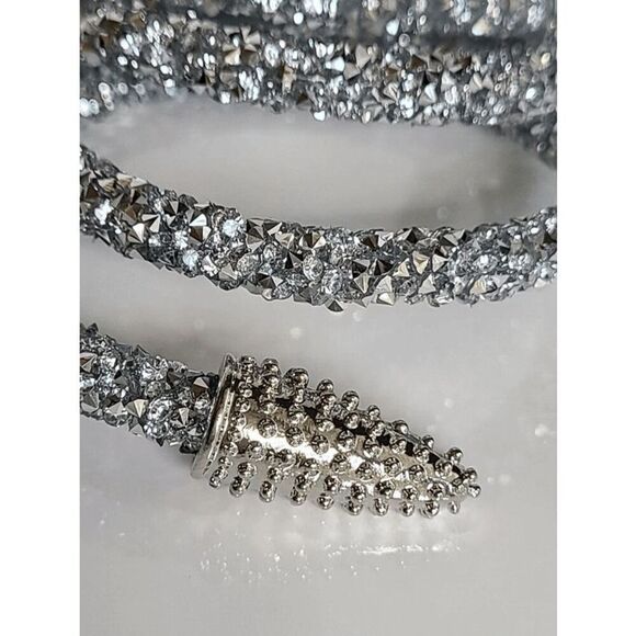 ✨💎🐍 Snake Rhinestone Bendable Design Blingy Statement Open Choker Necklace NEW - Picture 7 of 16
